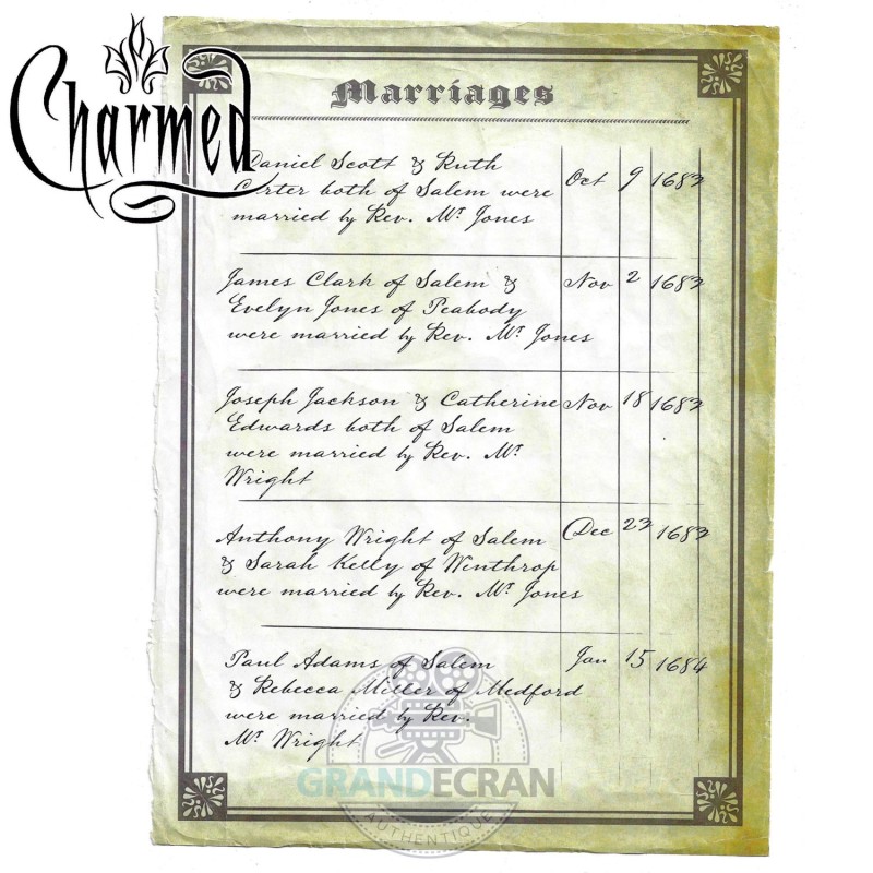 CHARMED Marriage Certificate Original Prop