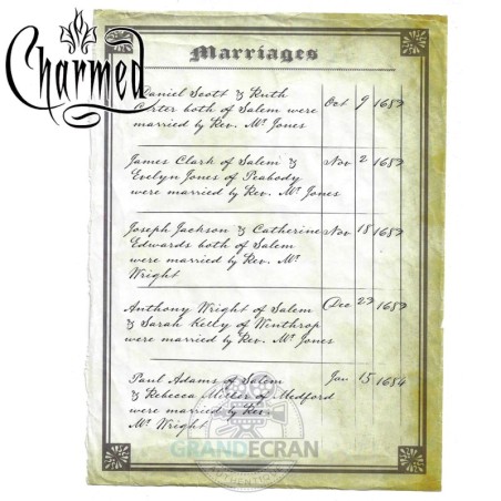 CHARMED Marriage Certificate Original Prop