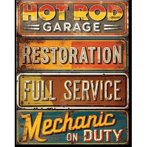 JQ - Hot Rod Metal Sign  41x32cm