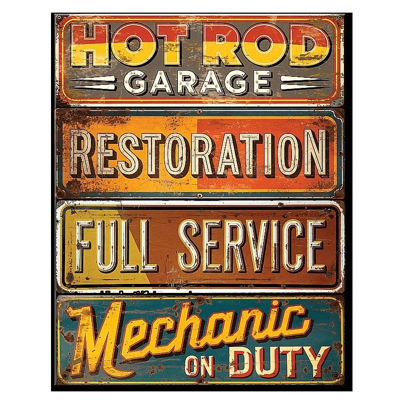 JQ - Hot Rod Metal Sign  41x32cm