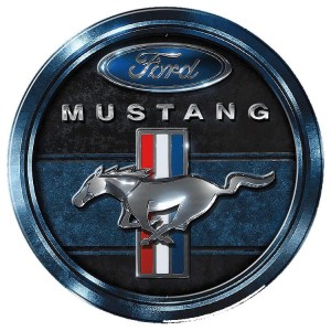 Ford Mustang Blue Round Sign 30cm
