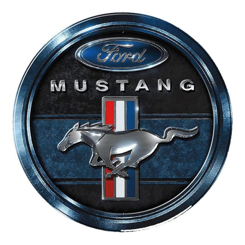 Ford Mustang Blue Round Sign 30cm