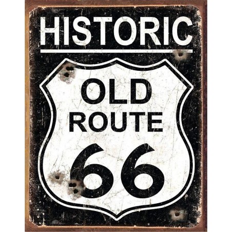 Old Route 66 - Weathered Metal Sign 31x41cm