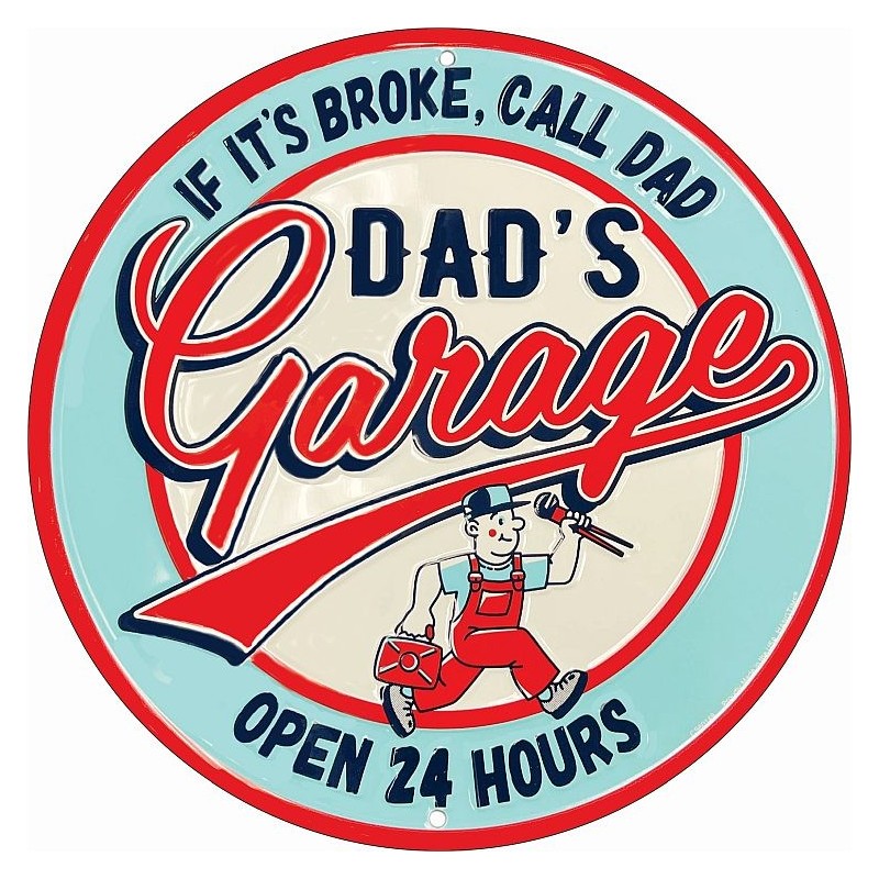 Dad's Garage Call 24 inch Large Round Sign 60cm
