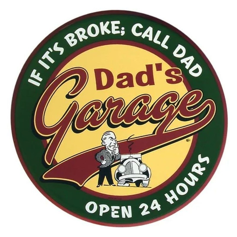 Dad's Garage 24 inch Large Round Sign 60cm